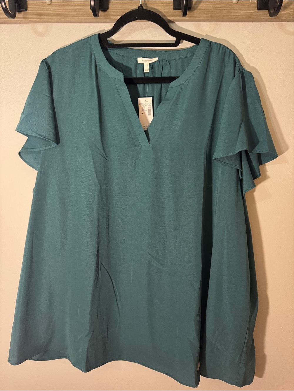 Maurices Teal Flutter Sleeve Blouse